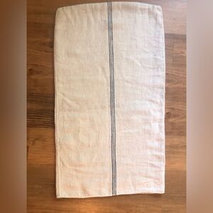 Grain Sack 39 X 22” Navy Stripe Linen Fabric Rustic Vintage French